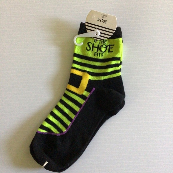Halloween Witch “If The Shoe Fits” Socks - Size 9-11 - Picture 1 of 4